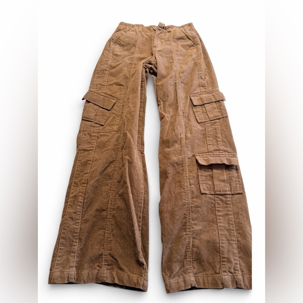 Juniors Brown Corduroy Cargo Pants Size 5/27 - Picture 2 of 9